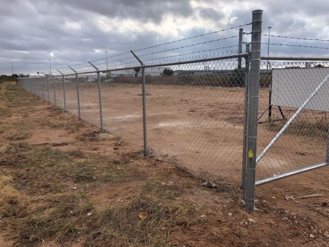 contractor equipment storage yard in Lubbock, Texas.